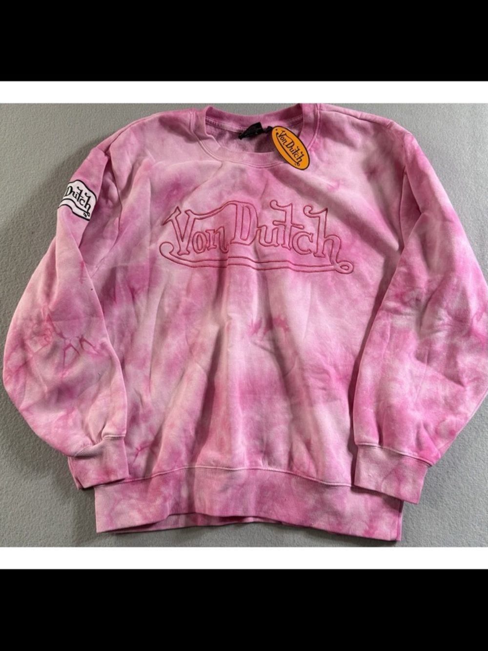 Von Dutch Pink Tie-Dye Logo Crewneck